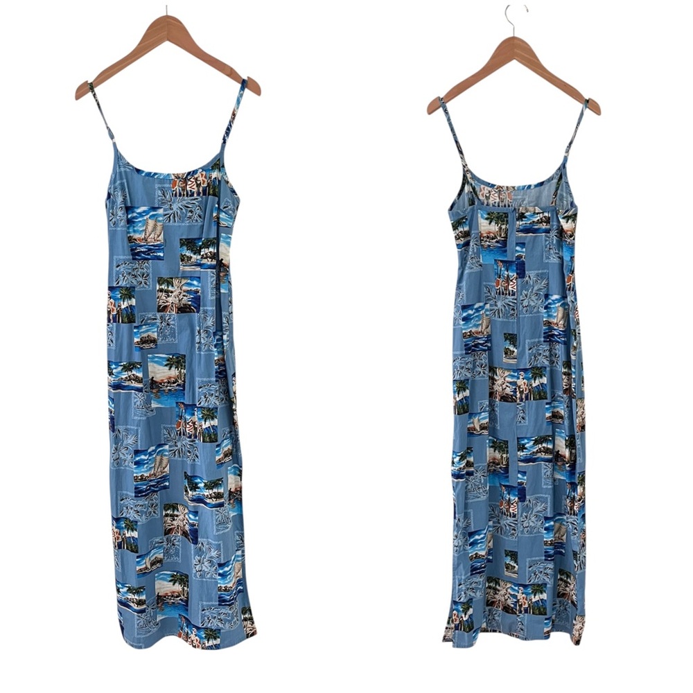 Hilo Hattie Original Hawaiian Blue Spaghetti Strap Dress 6